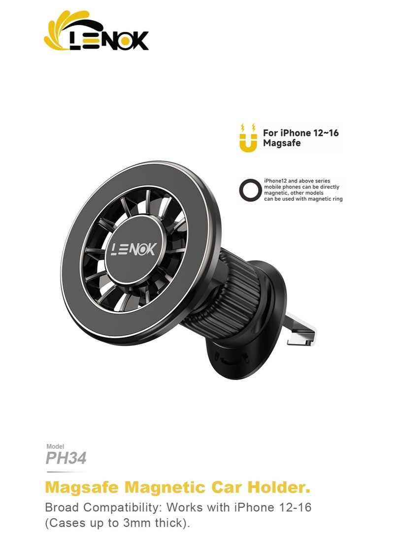 LENOK Car Phone Mount for Magsafe Air Vent Car Mount Magnetic Phone Holder Compatible with iPhone 17 16 15 14 13 12/Samsung, All Smartphones - Image 2